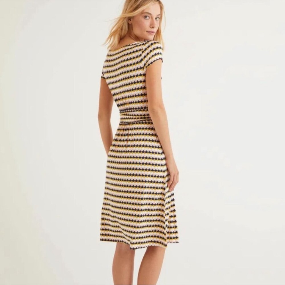 Boden Striped Midi Dress in Yellow, Black & White